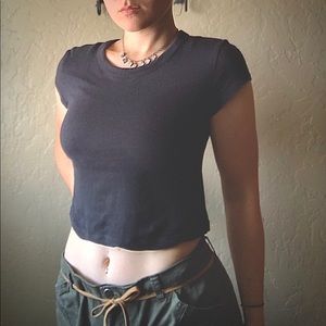 Black tee crop top